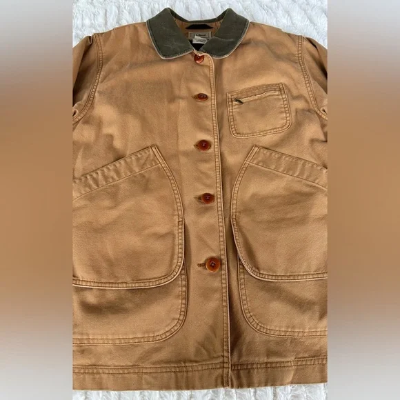 LL Bean Vintage Chore Coat Barn Jacket Tan Womens S - Picture 5 of 16
